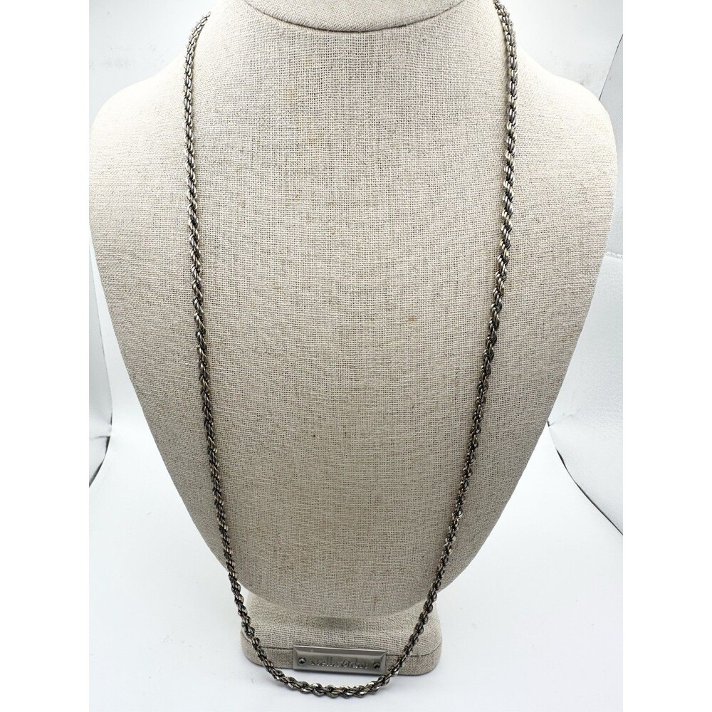925 Italy Sterling Silver Gold Two Tone Twisted Chain Necklace 28” READ